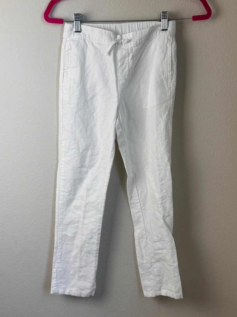 Jaine & Jack boys White Drawstring Linen-Blend Pants
